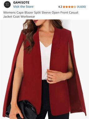 Amazon Women's Open-Front Cape Blazer Jacket - Burgundy-Red Color - Barely worn